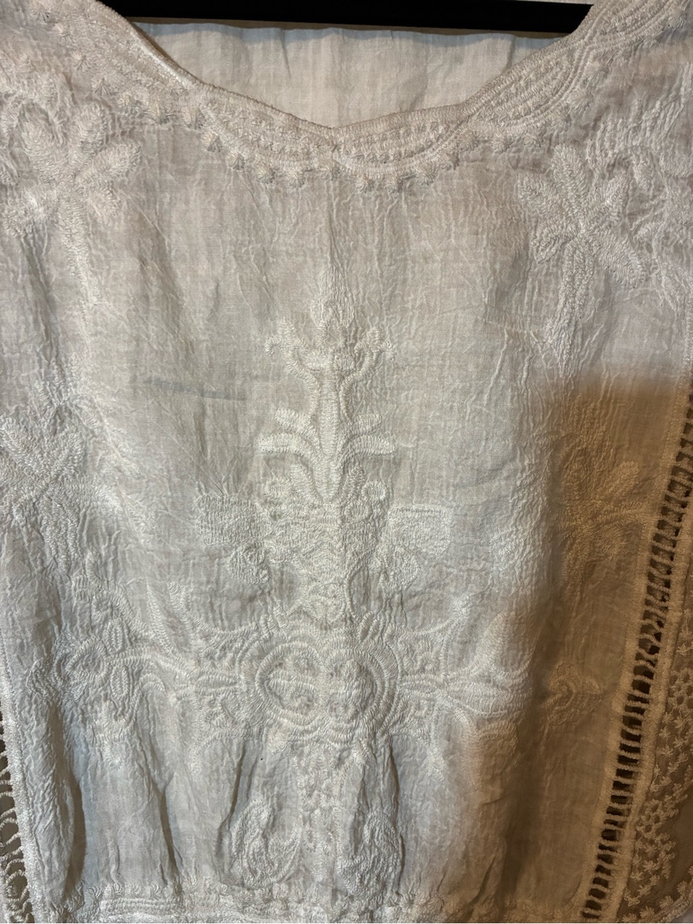 Democracy Mineral Wash 100% Cotton Crochet Embroidered Peasant Blouse Top Boho S - Picture 2 of 9